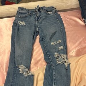 American Eagle Blue Skinny Distressed Jeans